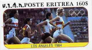 Eritrea 1984 Los Angeles Olympic Games (Running) imperf souvenir sheet ($160 value), stamps on olympics    running