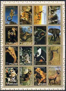 Ajman 1972 Animals #2 perf set of 16 unmounted mint, stamps on animals, stamps on elephants, stamps on cats, stamps on apes, stamps on 