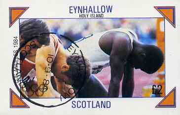 Eynhallow 1984 Los Angeles Olympic Games (Running) imperf deluxe sheet (Â£2 value) cto used, stamps on olympics    running