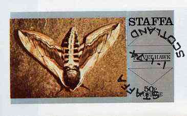 Staffa 1974 Butterflies (Privet Hawk) imperf souvenir sheet (50p value) cto used, stamps on butterflies