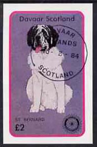 Davaar Island 1984 Rotary - Dogs (St Bernard) imperf deluxe sheet (Â£2 value) cto used, stamps on animals   dogs   rotary   bernard
