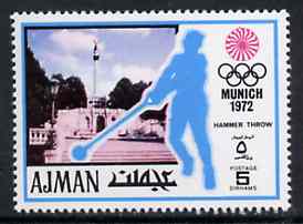 Ajman 1971 Hammer 5dh from Munich Olympics perf set of 20, Mi 730 unmounted mint, stamps on hammer