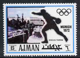 Ajman 1971 Discus 6dh from Munich Olympics perf set of 20, Mi 731 unmounted mint, stamps on discus