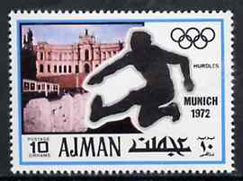 Ajman 1971 Hurdling 10dh from Munich Olympics perf set of 20, Mi 733 unmounted mint, stamps on hurdles