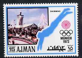 Ajman 1971 Swimming 15dh from Munich Olympics perf set of 20, Mi 735 unmounted mint, stamps on diving    swimming