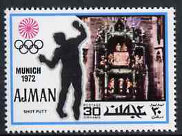 Ajman 1971 Shot Putt 30dh from Munich Olympics perf set of 20, Mi 738 unmounted mint, stamps on shot