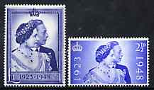 Great Britain 1948 KG6 Royal Silver Wedding unmounted mint set of 2, stamps on royalty, stamps on silver wedding, stamps on  kg6 , stamps on 