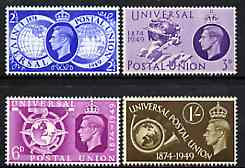 Great Britain 1949 KG6 75th Anniversary of Universal Postal Union unmounted mint set of 4, stamps on , stamps on  upu , stamps on  kg6 , stamps on 