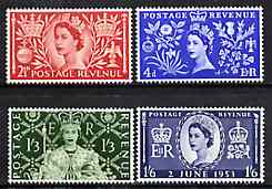 Great Britain 1953 Coronation set of 4 unmounted mint, SG 532-35, stamps on coronation, stamps on royalty