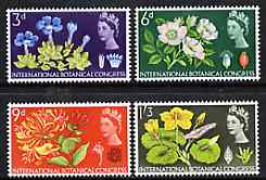 Great Britain 1964 Botanical Conference unmounted mint set of 4 (ordinary) SG 655-58*, stamps on flowers