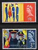 Great Britain 1965 Salvation Army Centenary unmounted mint set of 2 (phosphor) SG 665-66p, stamps on salvation army
