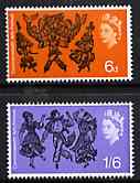 Great Britain 1965 Commonwealth Arts Festival unmounted mint set of 2 (ordinary) SG 669-70, stamps on dancing