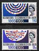 Great Britain 1965 ITU Centenary unmounted mint set of 2 (ordinary) SG 683-84, stamps on , stamps on  itu , stamps on communications