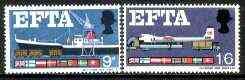 Great Britain 1967 EFTA set of 2 (ordinary) unmounted mint SG 715-16, stamps on business    ships    aviation, stamps on trucks