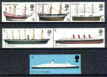 Great Britain 1969 British Ships set of 6 unmounted mint, SG 778-83, stamps on ships