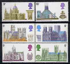 Great Britain 1969 British Architecture - Cathedrals unmounted mint set of 6, SG 796-801, stamps on churches    architecture    cathedrals