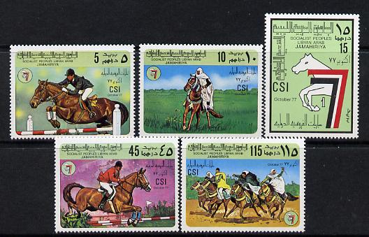 Libya 1977 Turf Championships set of 5 unmounted mint, SG 783-7, stamps on sport     horses       show-jumping, stamps on horse racing