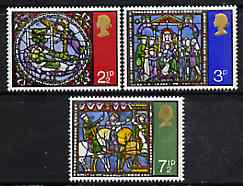 Great Britain 1971 Christmas - Stained Glass Windows set of 3 unmounted mint, SG 894-6, stamps on christmas, stamps on stained glass