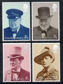 Great Britain 1974 Birth Centenary of Sir Winston Churchill set of 4 unmounted mint, SG 962-65, stamps on churchill    personalities