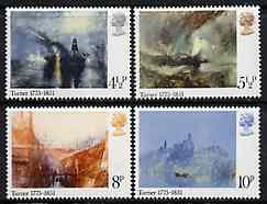Great Britain 1975 Birth Centenary of Turner (Paintings) set of 4 unmounted mint SG 971-4, stamps on arts    turner