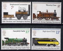 Great Britain 1975 150th Anniversary of Public Railways set of 4 unmounted mint, SG 984-87, stamps on railways, stamps on scots, stamps on scotland