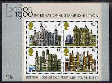 Great Britain 1978 British Architecture (Historic Buildings) unmounted mint m/sheet (Britains first m/sheet) SG MS 1058, stamps on , stamps on  stamps on buildings    architecture