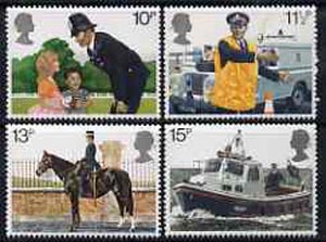 Great Britain 1979 Metropolitan Police 150th Anniversary set of 4 unmounted mint SG 1100-03, stamps on police, stamps on horses, stamps on land rover, stamps on 