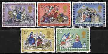Great Britain 1979 Christmas set of 5 SG 1104-08 unmounted mint (gutter pairs available price x 2), stamps on christmas, stamps on angels, stamps on donkeys