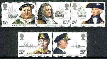 Great Britain 1982 Maritime Heritage set of 5 unmounted mint SG 1187-91  (gutter pairs available price x 2), stamps on , stamps on  stamps on ships, stamps on explorers, stamps on nelson, stamps on blake, stamps on  stamps on slania