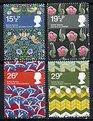 Great Britain 1982 British Textiles unmounted mint set of 4, SG 1192-95  (gutter pairs available price x 2), stamps on textiles