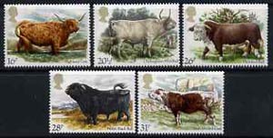 Great Britain 1984 British Cattle unmounted mint set of 5, SG 1240-44 (gutter pairs available price x 2), stamps on animals, stamps on bovine