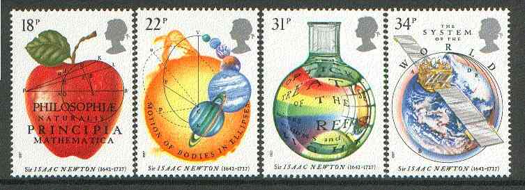 Great Britain 1987 Newton's Principles of Mathematics set of 4 unmounted mint, SG 1351-54, stamps on maths, stamps on science, stamps on astronomy, stamps on newton