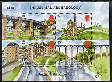 Great Britain 1989 Industrial Archaeology m/sheet unmounted mint SG MS 1444, stamps on industry    bridges    mining   civil engineering