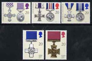 Great Britain 1990 Gallantry Awards set of 5 unmounted mint SG 1517-21, stamps on militaria, stamps on victoria cross, stamps on medals