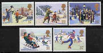 Great Britain 1990 Christmas set of 5 unmounted mint, SG 1526-30, stamps on christmas   