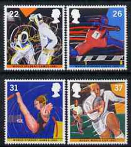 Great Britain 1991 World Student Games & Rugby Cup set of 4 unmounted mint SG 1564-67, stamps on sport   rugby   fencing    hurdles    diving