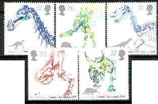Great Britain 1991 Dinosaurs Identification by Owen set of 5 unmounted mint, SG 1573-77, stamps on dinosaurs