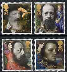 Great Britain 1992 Death Centenary of Alfred Lord Tennyson (Poet) set of 4 unmounted mint, SG 1607-10, stamps on poetry, stamps on literature, stamps on books, stamps on death