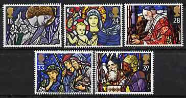 Great Britain 1992 Christmas - Stained Glass Windows set of 5 unmounted mint SG 1634-38, stamps on christmas       stained glass