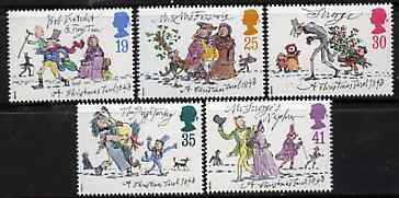 Great Britain 1993 Christmas - A Christmas Carol by Charles Dickens set of 5 unmounted mint SG 1790-94, stamps on christmas, stamps on dickens, stamps on literature