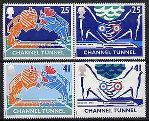 Great Britain 1994 Opening of Channel Tunnel set of 4 (2 se-tenant pairs) unmounted mint SG 1820-23, stamps on tunnels    civil engineering