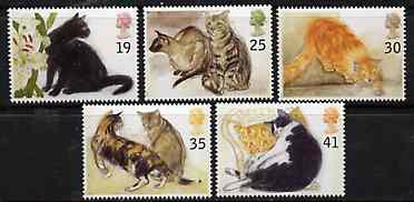 Great Britain 1995 Cats set of 5 unmounted mint SG 1848-52, stamps on cats   