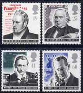 Great Britain 1995 Pioneers of Communications unmounted mint set of 4 SG 1887-90, stamps on communications, stamps on radio, stamps on personalities, stamps on rowland hill, stamps on slania   
