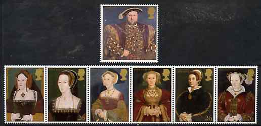Great Britain 1997 King Henry VIII 450th Death Anniversary set of 7 unmounted mint SG 1965-71, stamps on royalty    death