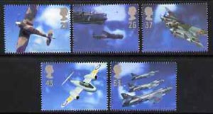 Great Britain 1997 Architects of the Air (Aircraft & Designers) set of 5 unmounted mint SG 1984-88, stamps on aviation, stamps on  ww2 , stamps on  raf , stamps on 