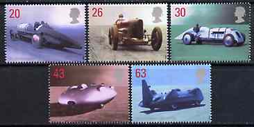 Great Britain 1998 British Land Speed Record Holders set of 5 unmounted mint, SG 2059-63*, stamps on racing cars, stamps on 