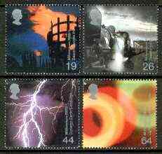 Great Britain 2000 Millennium Projects #02 - Fire and Light set of 4 unmounted mint SG 2129-32, stamps on fire, stamps on railways, stamps on weather, stamps on millennium