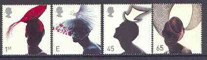 Great Britain 2001 Hats perf set of 4 values complete unmounted mint SG 2216-19, stamps on hats, stamps on headdresses, stamps on fashion