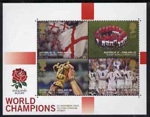 Great Britain 2003 Rugby - England World Champions m/sheet unmounted mint SG MS 2416, stamps on rugby, stamps on sport