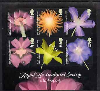 Great Britain 2004 Royal Horticultural Society Bicentenary (Flowers) perf m/sheet unmounted mint, stamps on flowers, stamps on orchids